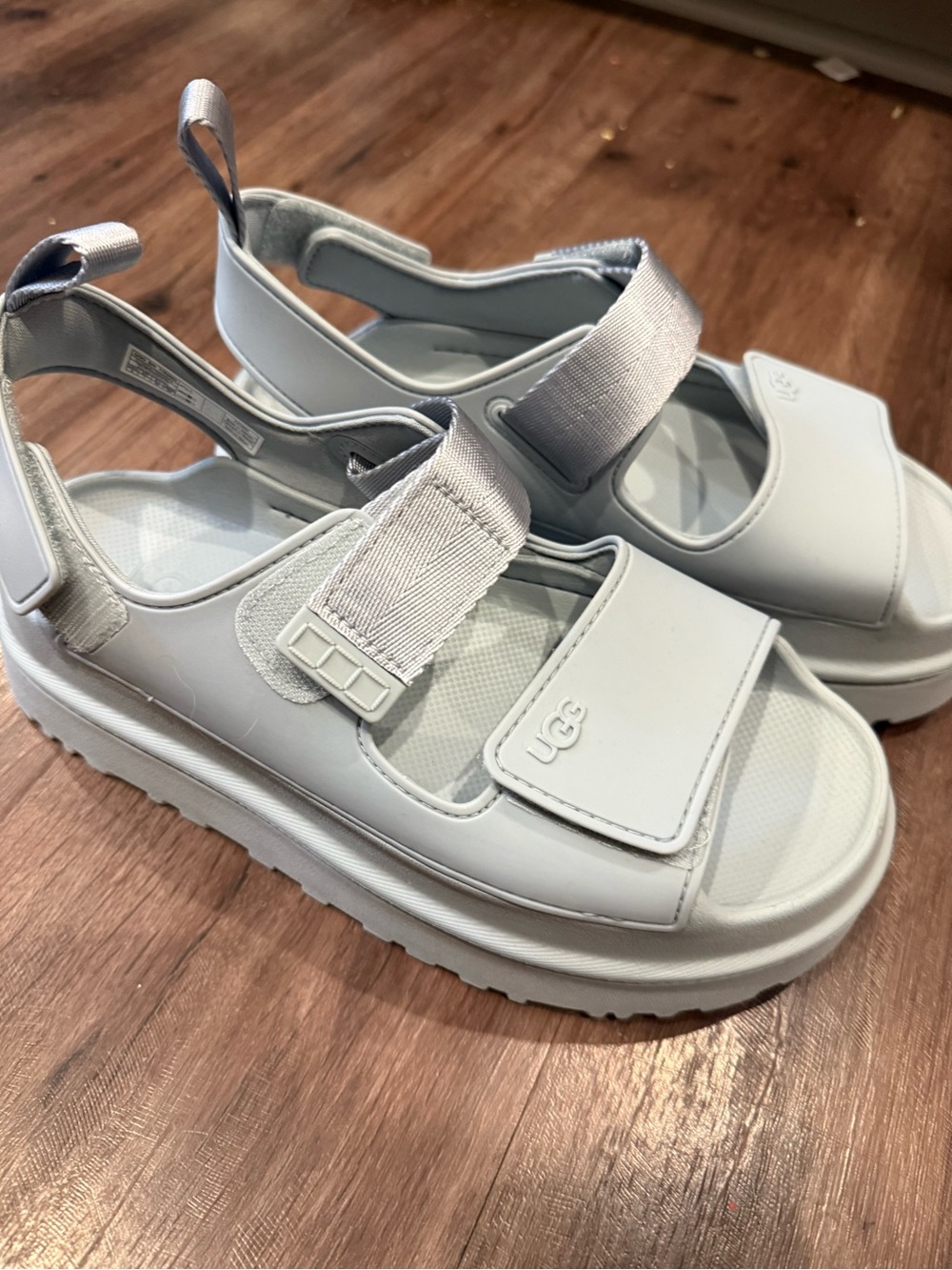 UGG Women's Light Blue Platform Sandals with Hook-and-Loop Straps